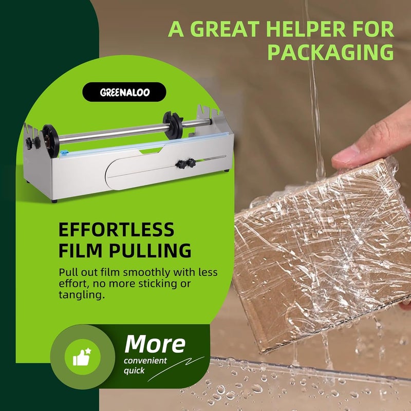 greenaloo Adjustable Tabletop Stretch Film Dispenser with Cutter, Heavy Duty Stainless Steel Wrapper for 16 to 26 Inch Rolls, Ideal for Warehouse and Shipping Use - Image 5